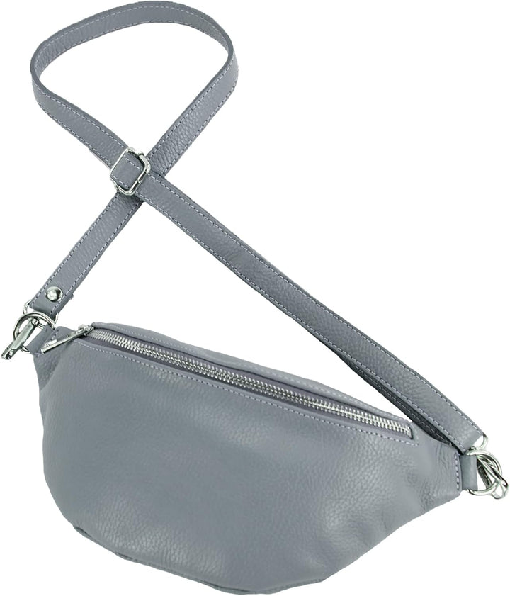modamoda de - T211 - ital. Hüfttasche Bauchtasche Brusttasche Medium aus weichem Leder, Farbe:Tauben