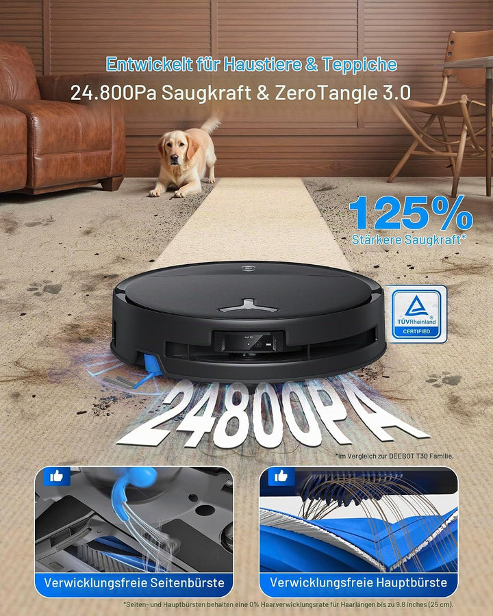 ECOVACS DEEBOT T80S Omni Saugroboter und Mopp, 24800Pa Saugkraft, Sofortiger Selbstreinigung OZMO Ro