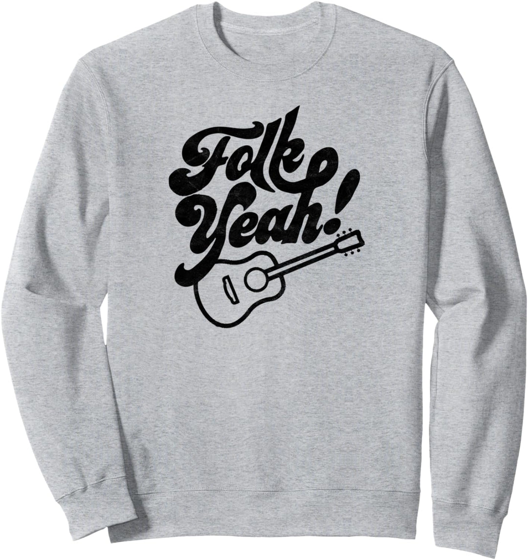 Folk Yeah! Funny Guitar Minimalist Music Retro Graphic Sweatshirt