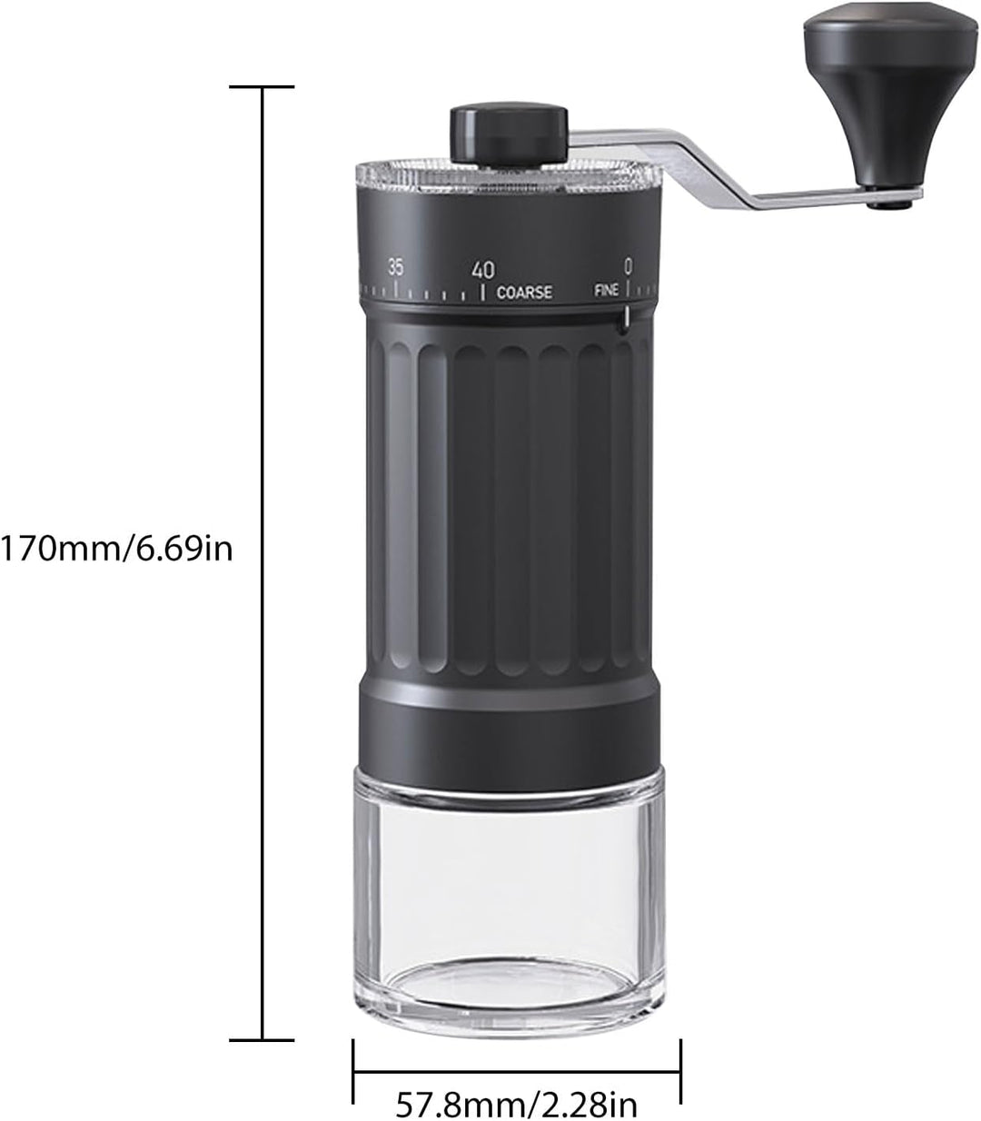 Irishom Manuell Kaffeemühle 40 Grössengrössen Einstellungen Keramik 2.0 Burr tragbar für Heimbüro od