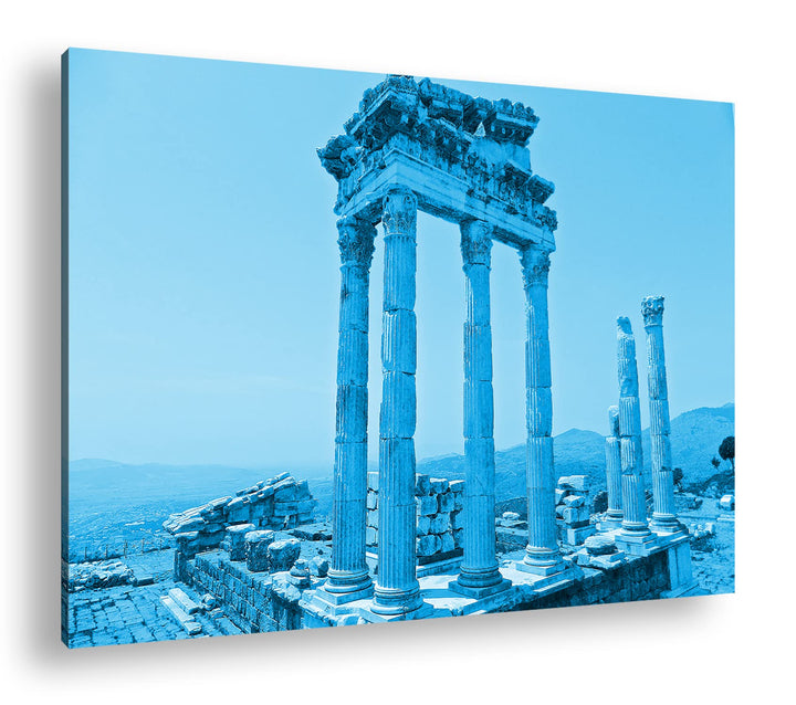 deyoli antike griechische Ruine Format 80x60 Effekt: Monocrome Blau als Leinwandbild, Motiv fertig g