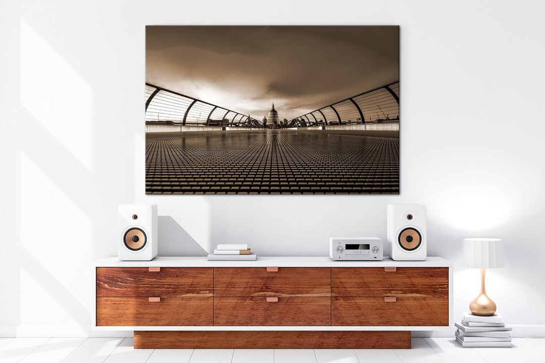 deyoli Dämmerung im historichen London Format: 80x60 als Leinwand, Effekt: Sepia, Motiv fertig gerah