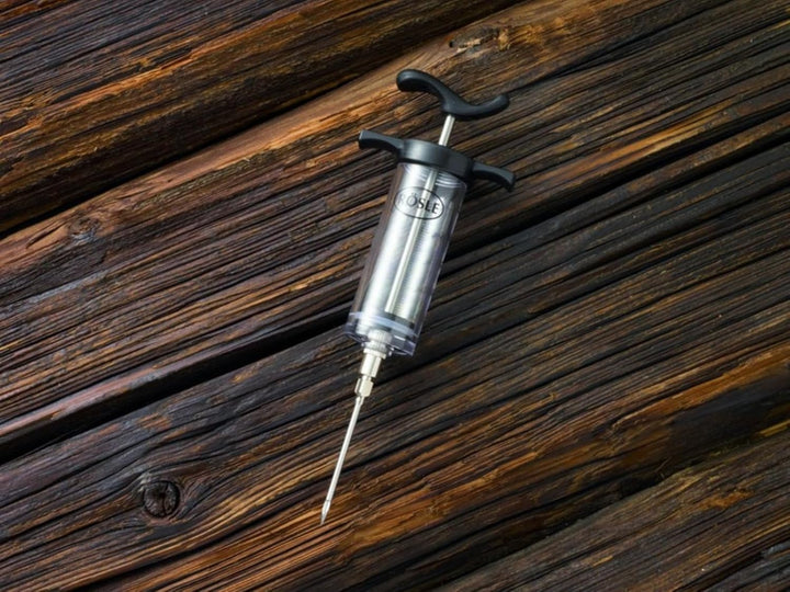 RÖSLE Marinierspritze, Hochwertige Spritze für 50 ml Fleischmarinade, intensives Aroma, Edelstahl 18