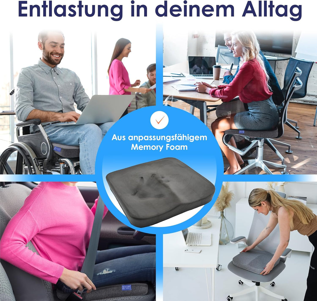 DYNMC you Ergonomisches Sitzkissen Bürostuhl - Mittelhart H3 - Test SEHR GUT - [MIT PHYSIOTHERAPEUTE