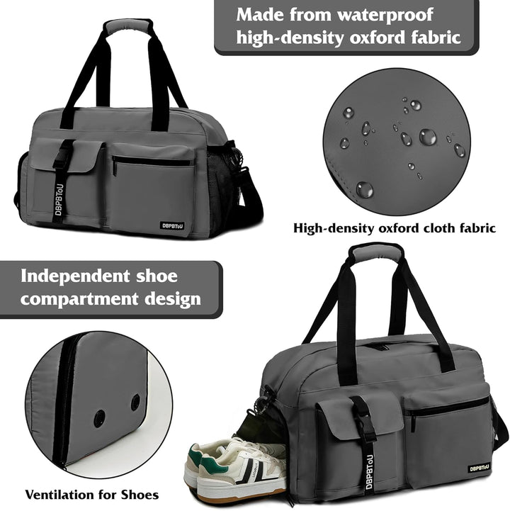 Sporttasche Damen Herren, Reisetasche mit Schuhfach, Trainingstasche mit Nassfach, wasserdichte Week