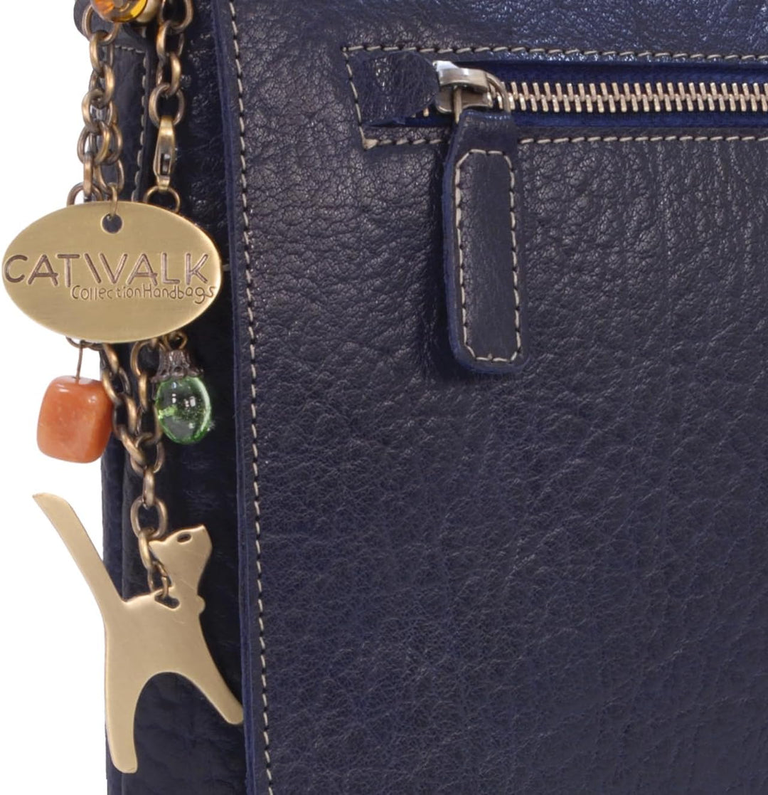 Catwalk Collection Handbags - Leder Umhängetasche Damen - Crossbody Bag/Messenger Bag Mittelgross -