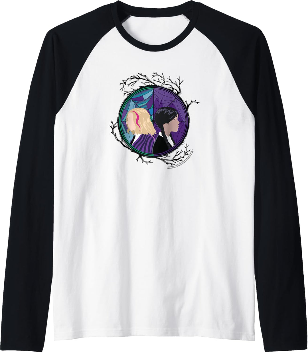 Wednesday Enid Stained Glass Spider Web Silhouettes Box Up Raglan