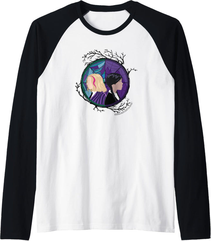 Wednesday Enid Stained Glass Spider Web Silhouettes Box Up Raglan