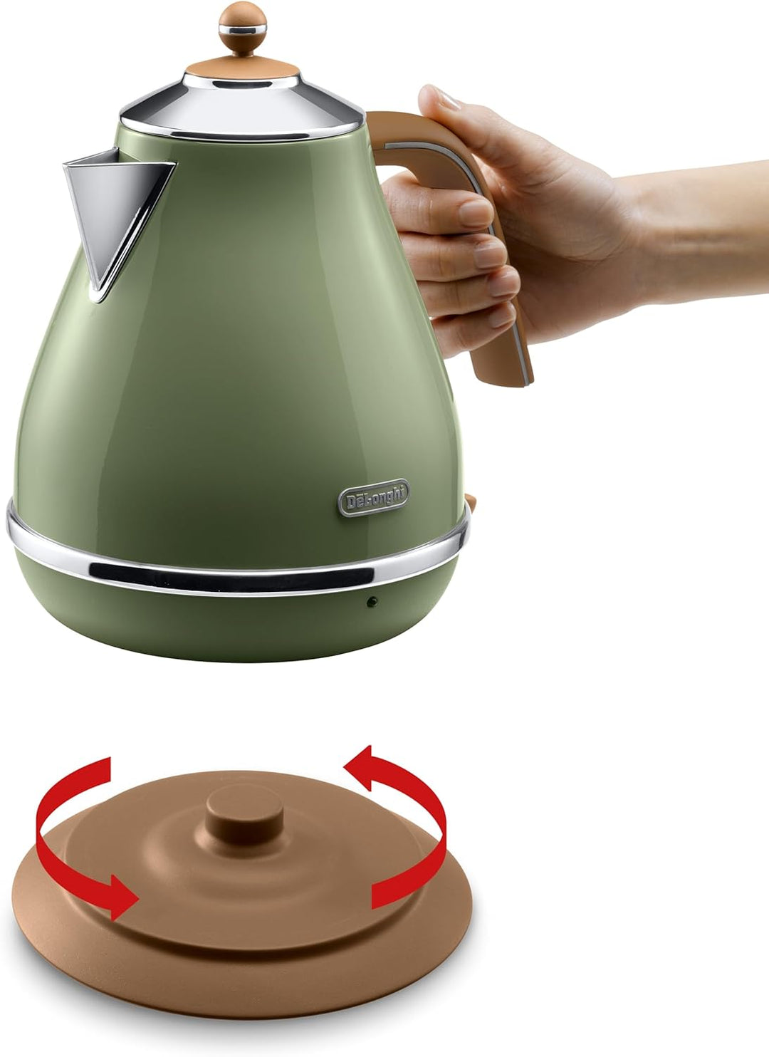 De'Longhi Wasserkocher Icona Vintage KBOV2001.GR - 1,7 l mit Wasserstandsanzeige und 360° Basis, Ede