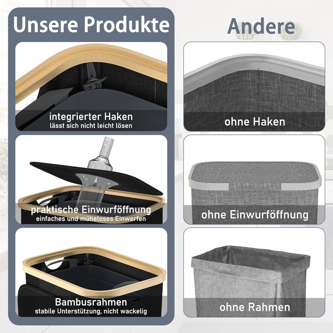 Pfandflaschen Sammelbehälter mit Deckel 100L Pfandbehälter mit Loch Müllsackständer Aufbewahrung Mül