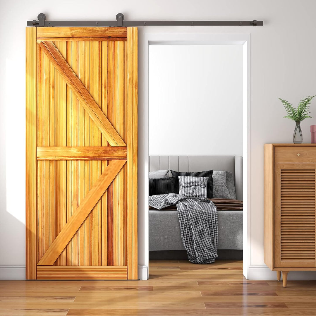 WOLFBIRD 213cm (7FT) Schiebetürbeschlag Set Schiebetürsystem Komplett-Set für holz Schiebetür Einzel