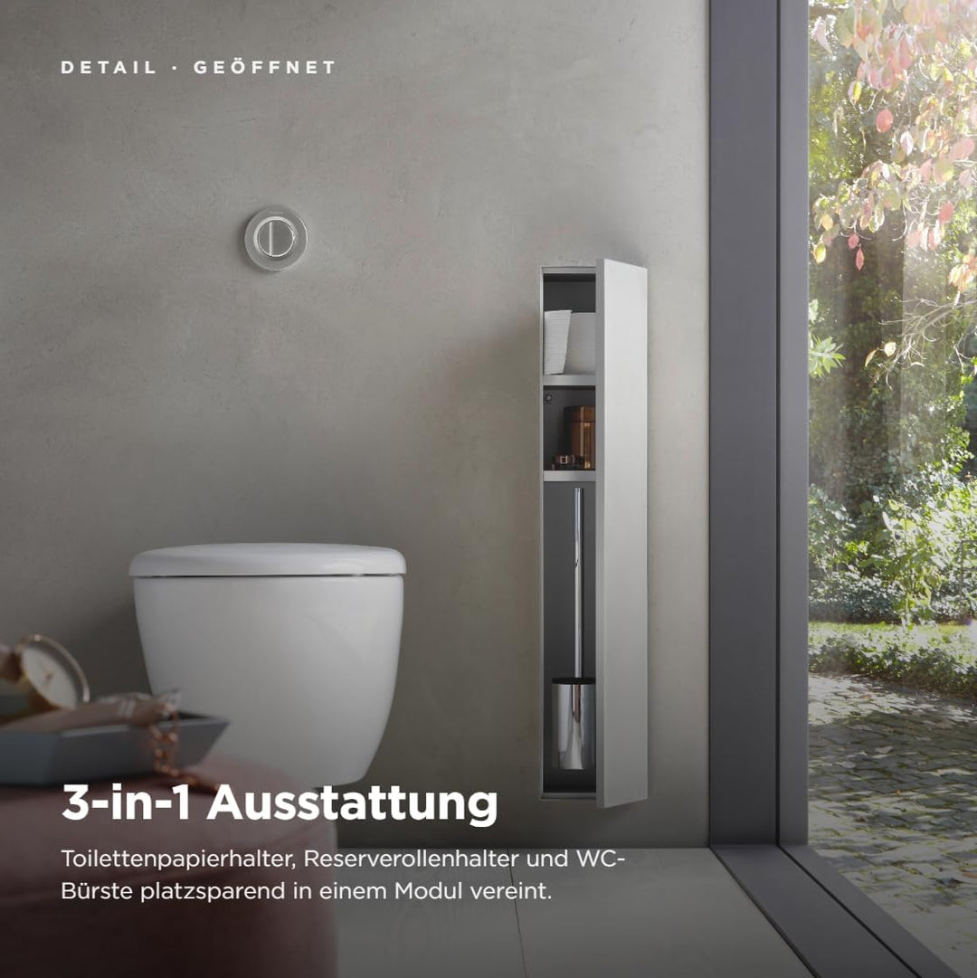 Emco ASIS Plus Unterputz-Schrankmodul für die Klobürstengarnitur, Badezimmerschrank mit Toilettenpap