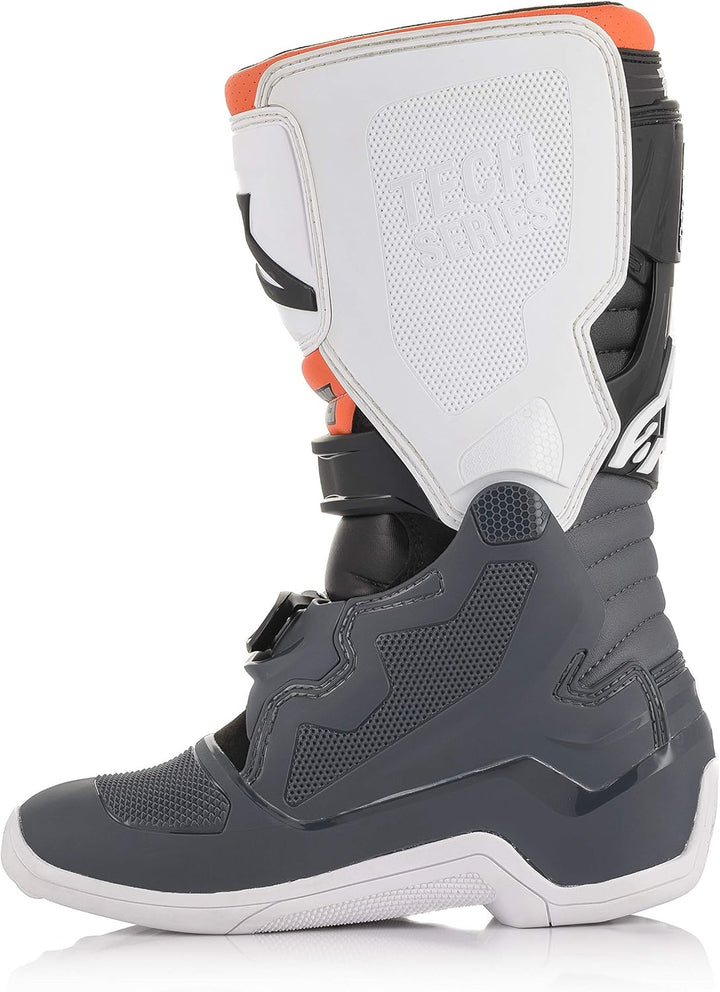 Alpinestars Youth Tech 7s Boots Unisex Youth Tech 7S Stiefel 38 EU Schwarz Grau Weiss Orange Fluores