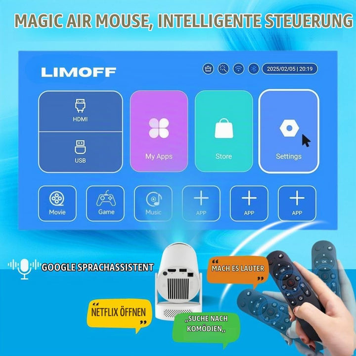 [2025 Neues Modell – inkl. HDMI-Kabel] LIMOFF Hy300 Ultra Mini Beamer – 1080P Full HD Smart Projekto