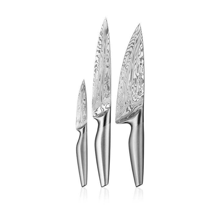 WMF Chef´s Edition Damasteel Messerset 3teilig, Made in Germany, 3 Messer geschmiedet, Küchenmesser,