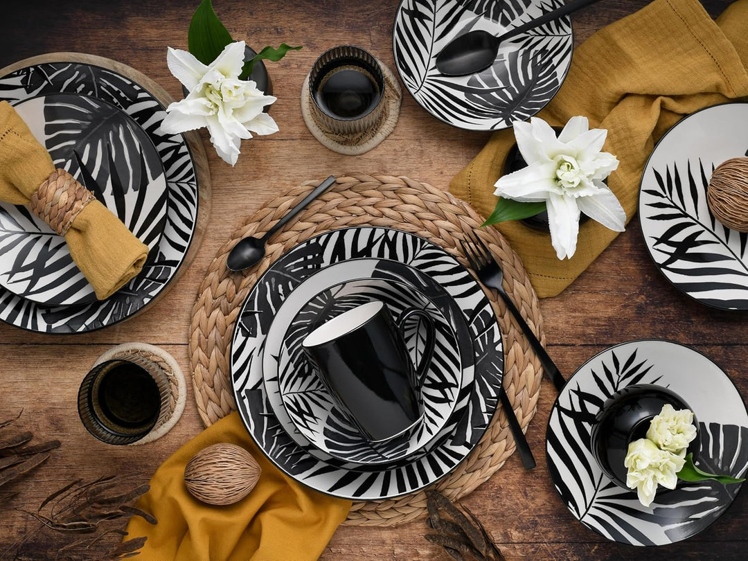 CreaTable, 25859, Serie TROPICANA black, Geschirrset, Kombiservice 16 teilig Kombiservice 16 teilig