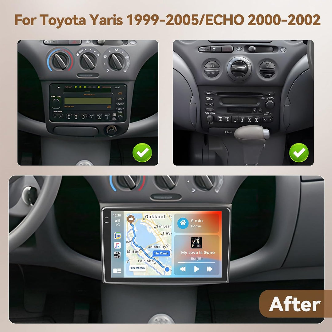 Hikity Android 15 4+64G Autoradio für Toyota Vitz XP10 Yaris Platz Echo 1999-2005 mit 9 Zoll Incell