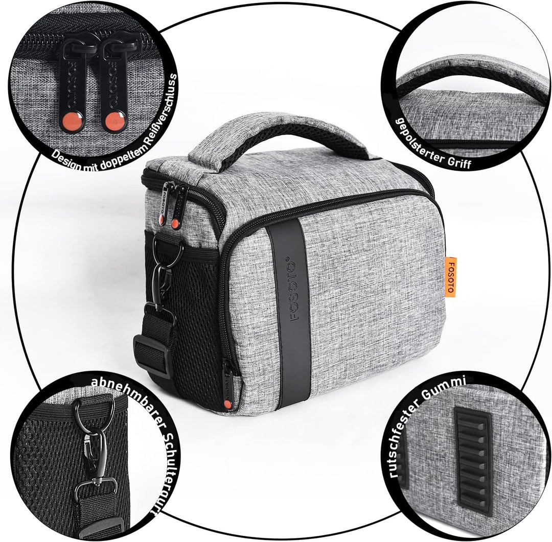 FOSOTO Kameratasche Schultertasche für SLR-Kamera und Zubehör Kompatibel mit Nikon D3500 D5600 D610
