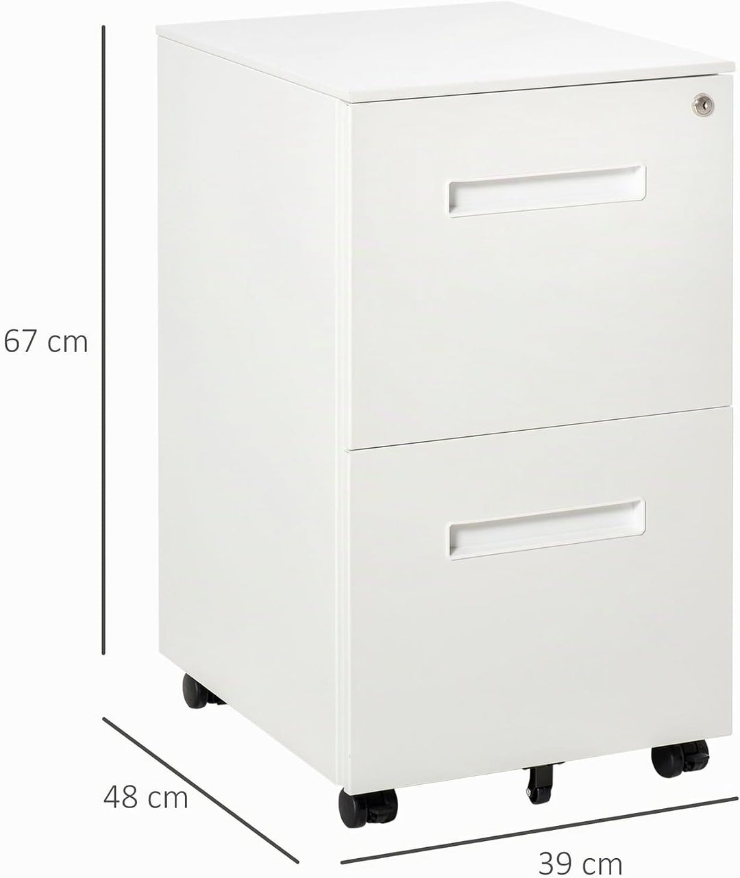 Vinsetto Rollcontainer Aktenschrank mit 2 Schubladen Abschliessbarer Rollschrank Bürocontainer Büros