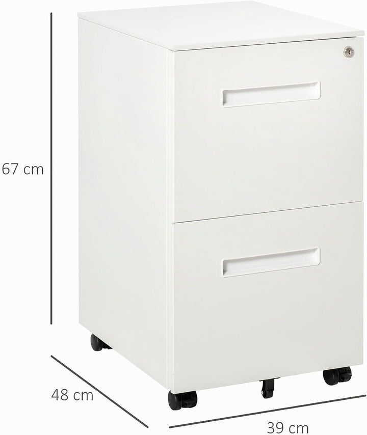 Vinsetto Rollcontainer Aktenschrank mit 2 Schubladen Abschliessbarer Rollschrank Bürocontainer Büros