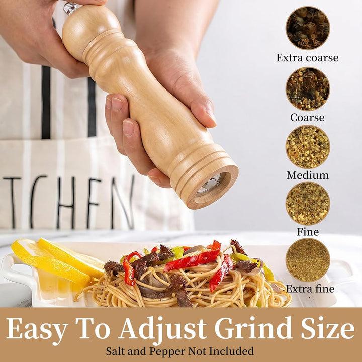 Salz und Pfeffermühle Holz 21 cm Set – Premium Salz und Pfeffermühle Set in Schwarz & Weiss – Manuel