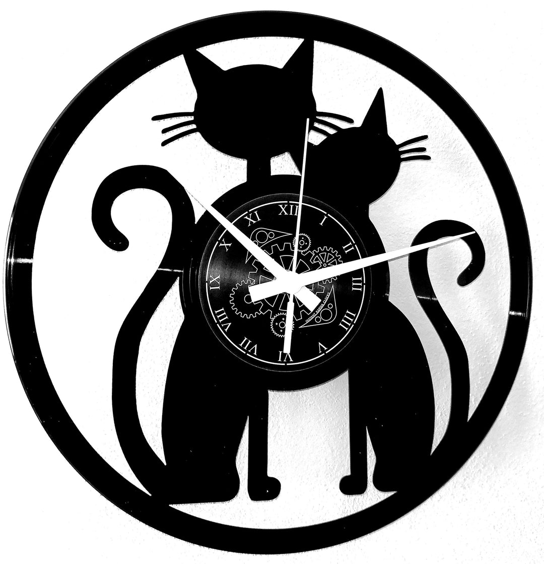 Instant Karma Clocks Vinyl Wanduhr Katzenmotiv und Tiermotiven Haustiere, Katzen, Geschenkidee Handg