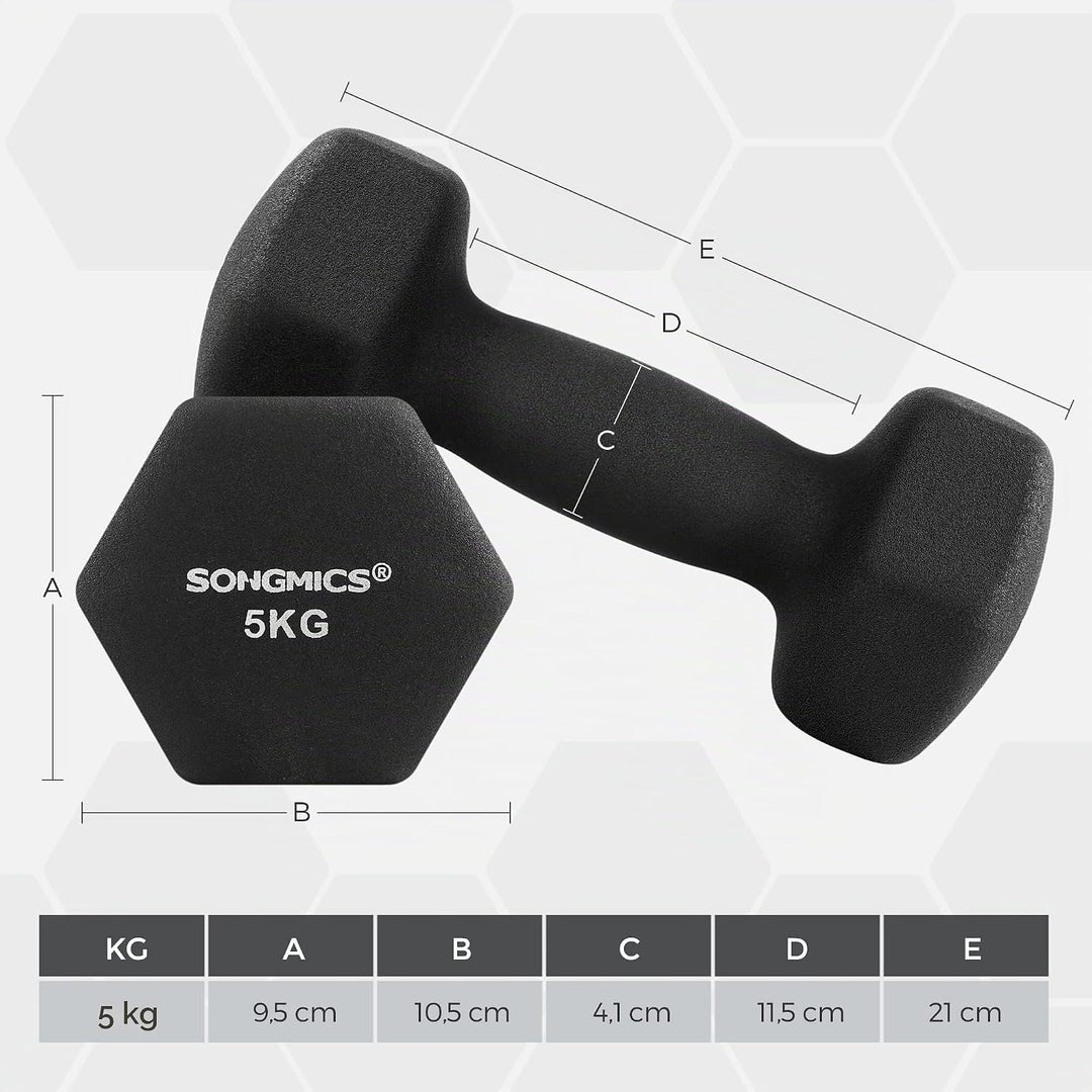 SONGMICS Hanteln, Hantelset 2 x 5 kg, Kurzhanteln mit Hantelständer 2 x 1 kg, 2 x 2 kg, 2 x 3 kg, Kr