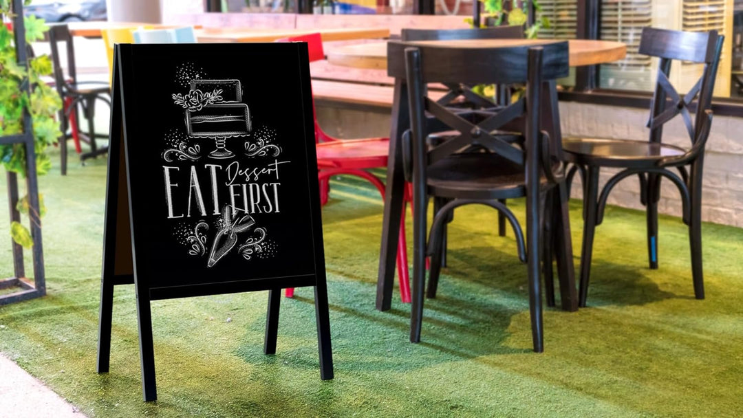 ALLboards Kundenstopper mit Schwarz, lackiertem Holzrahmen 100x60cm, Werbetafel, Gehwegaufsteller, A