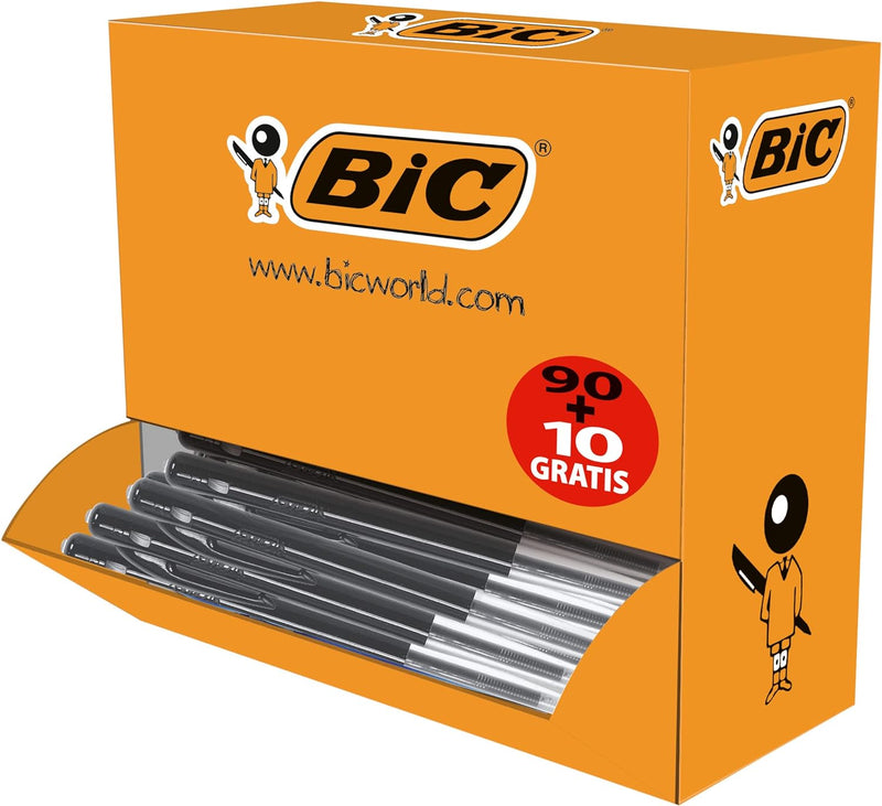 BIC 942917 Deutschland Kugelschreiber M10, 0.4 mm, Value Pack 100 Stück, schwarz, schwarz