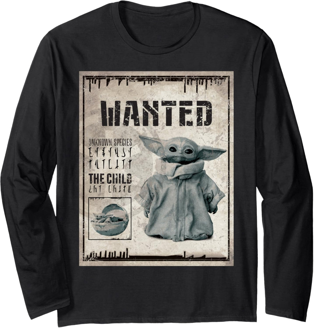 Star Wars The Mandalorian The Child Wanted Poster Langarmshirt