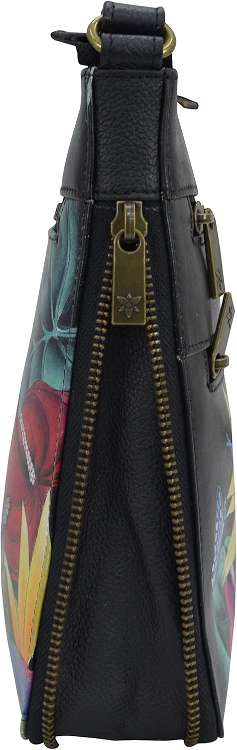 Anuschka Damen Medium Crossbody Octr Umhängetasche Butterfly Heaven Rubin, Butterfly Heaven Rubin