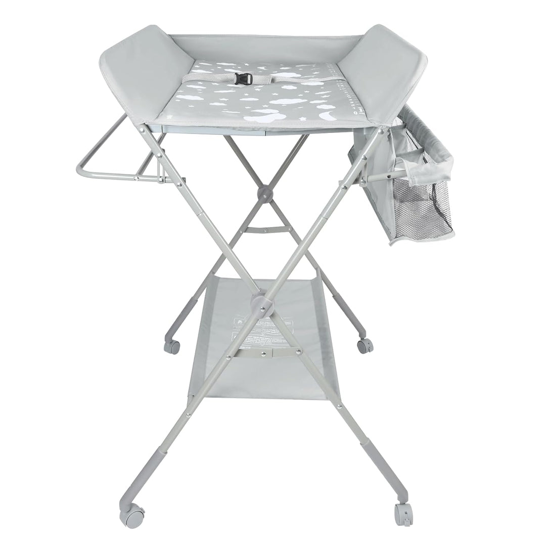 mobiler Wickeltisch mit Wickelaufsatz, Wickelkommode klappbar höhenverstellbar, Wickelkombi mit Sich