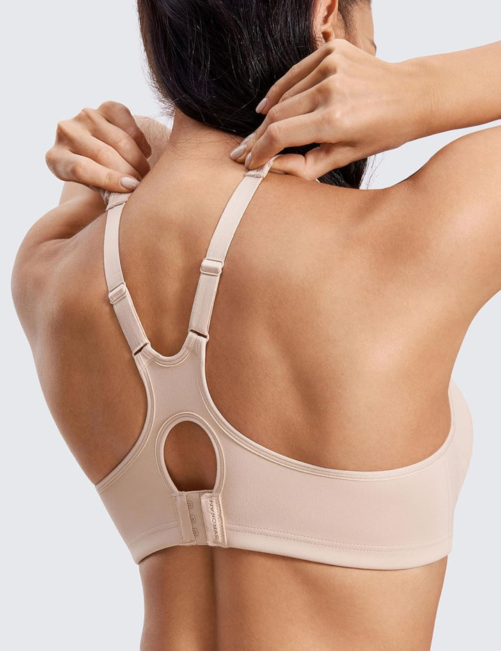 SYROKAN Damen Doppellagiger Sport BH - ohne Bügel,gepolsterte Cups,Ringerrücken 70E Beige, 70E Beige