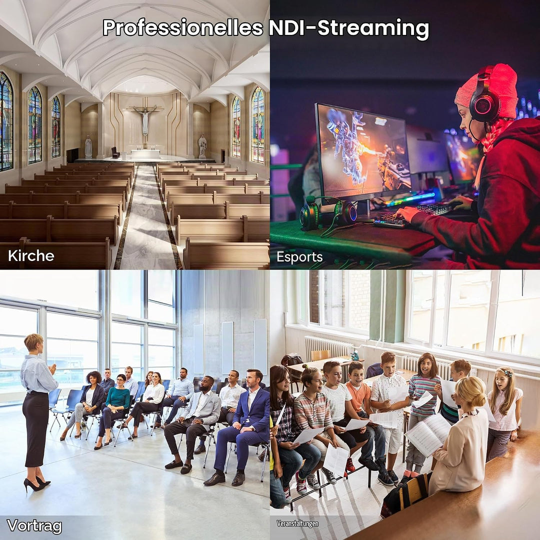 TONGVEO 4K NDI PTZ Kamera mit KI-Auto-Tracking 20-Fach optischem Zoom HDMI IP Live-Streaming SDI USB