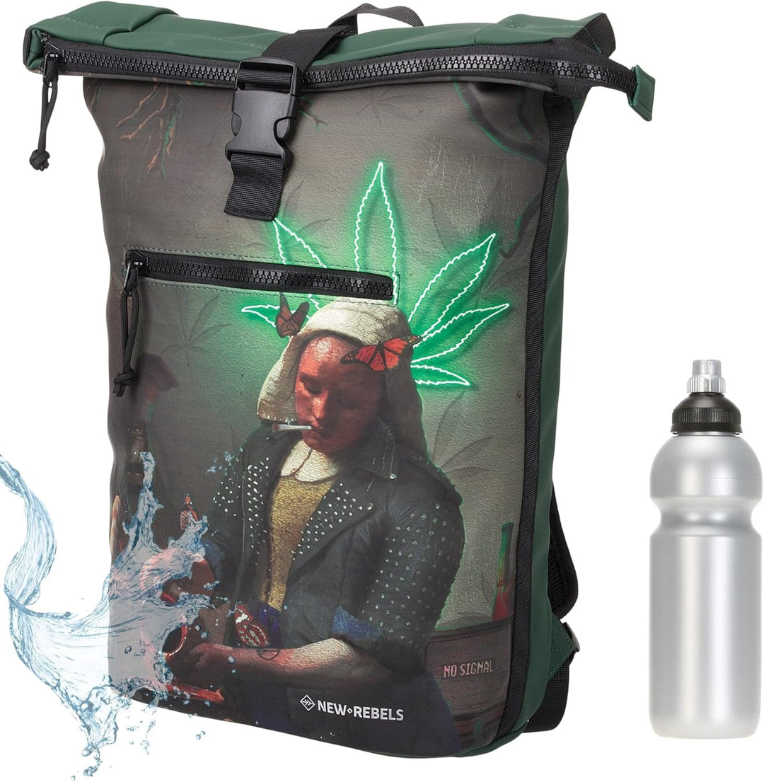 New Rebels Rucksack Plane Time Bag Kurierrucksack Roll-up Fahrradrucksack Sport Fitness + Flasche Ga