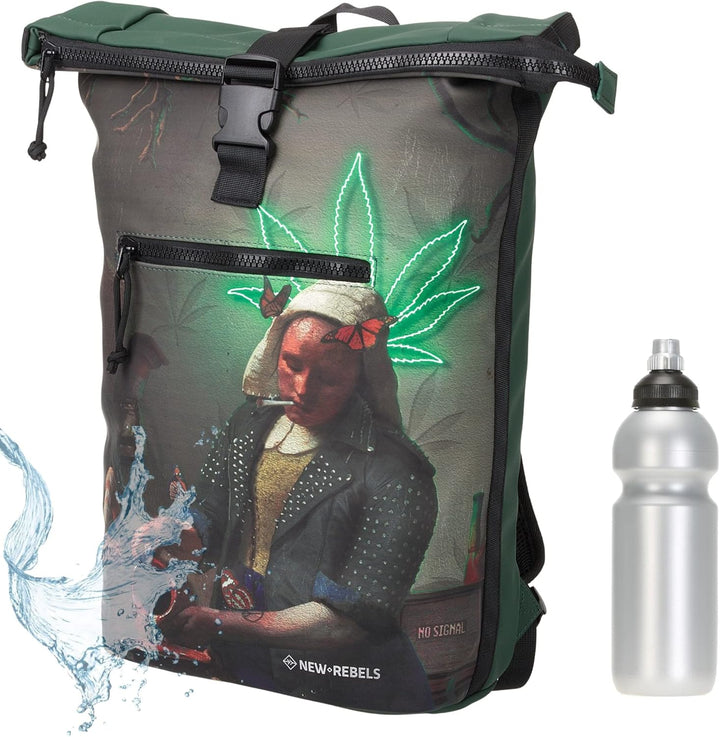 New Rebels Rucksack Plane Time Bag Kurierrucksack Roll-up Fahrradrucksack Sport Fitness + Flasche Ga