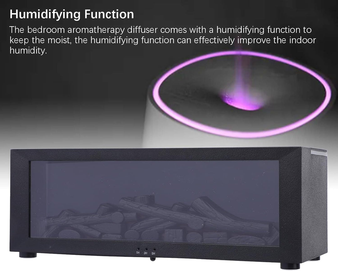 Fireplace Diffuser, Diffuser Kamin mit 3D Flammen, Kaminöl-Diffusor mit Timer, Leiser Kamindiffusor
