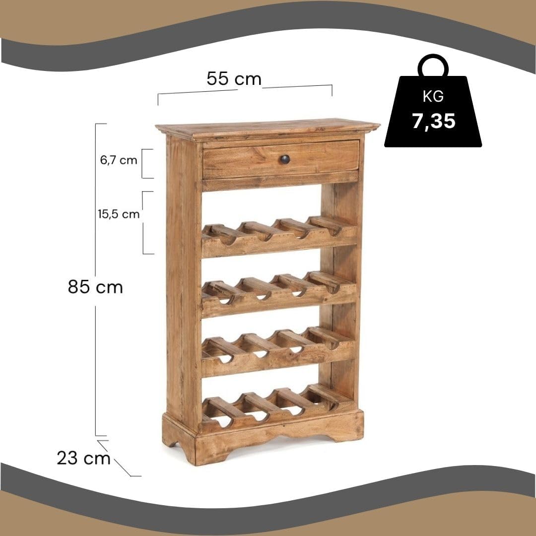 DESIGN DELIGHTS rustikales WEINREGAL Cortez 85 | 85x55cm(HxB) Massivholz | Flaschenregal, Weinflasch