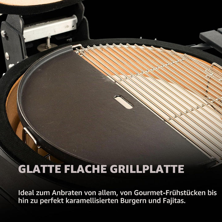 KamadoJoe ® - Zweiseitig verwendbare Gusseiserne Grillplatte (halbrund) - Big Joe, Zweiseitig verwen