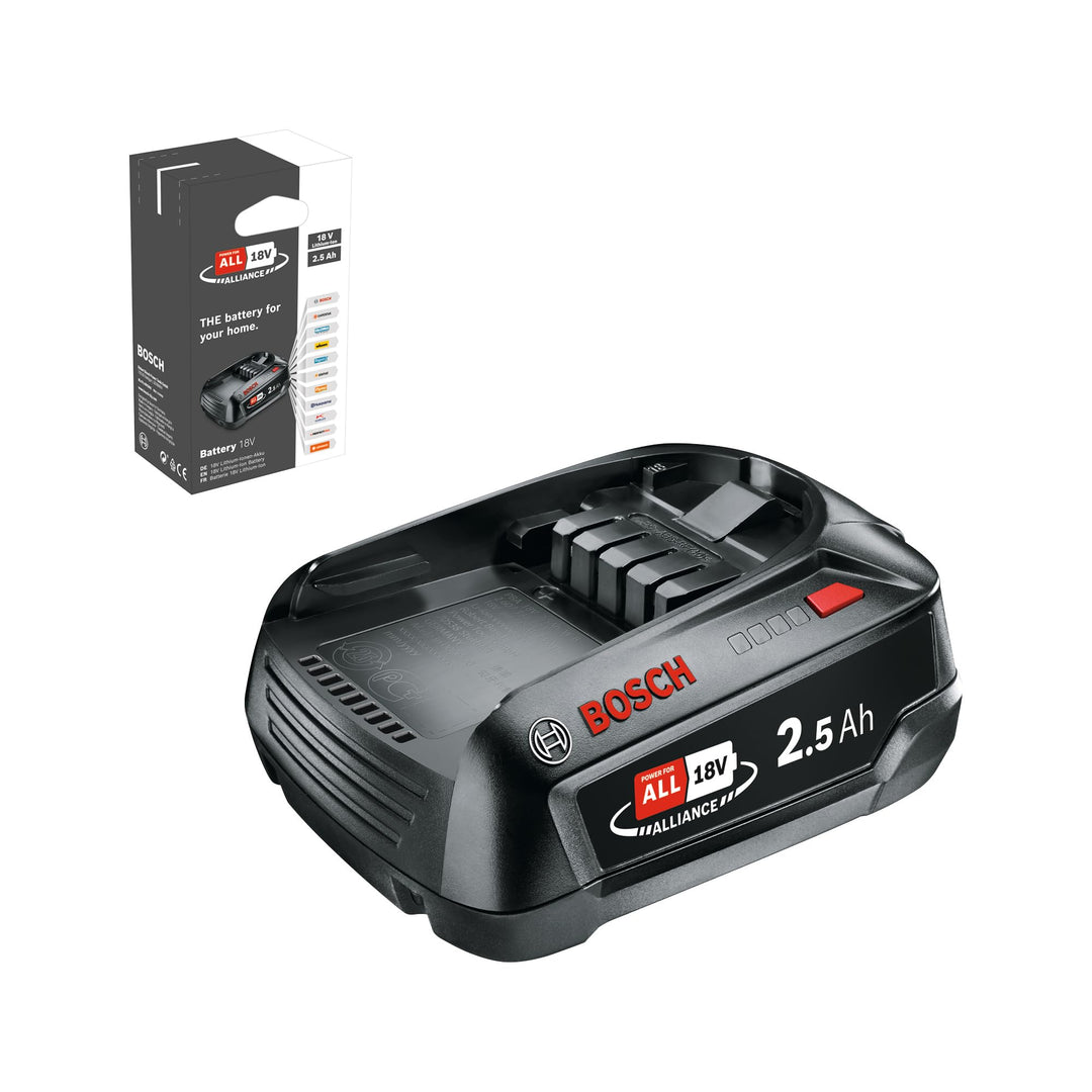 Bosch 18 Volt Ersatz Akku (2,5 Ah, kompatibel mit allen Geräten des grünen Bosch Home & Garden 18 Vo