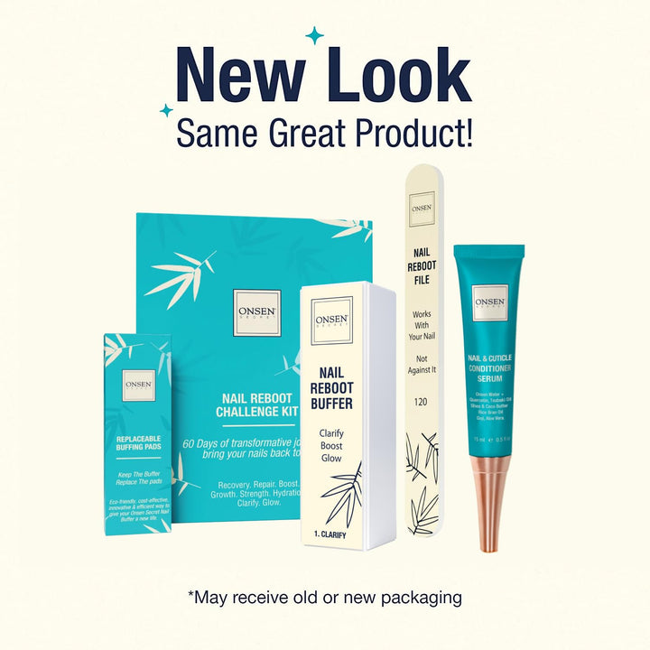 Onsen Secret Japanese Nail Kit - Cuticle Care Oil Serum | Nail Buffer and Shine Kit - Strengthening