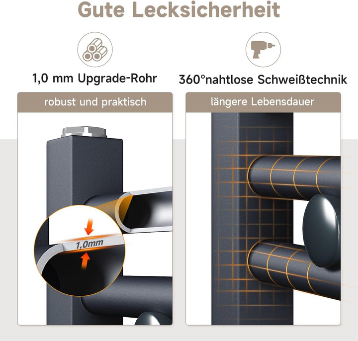 Badheizkörper Elektrisch Anthrazit 700x500 mm Gebogen Handtuchwärmer Handtuchheizkörper Elektrisch m