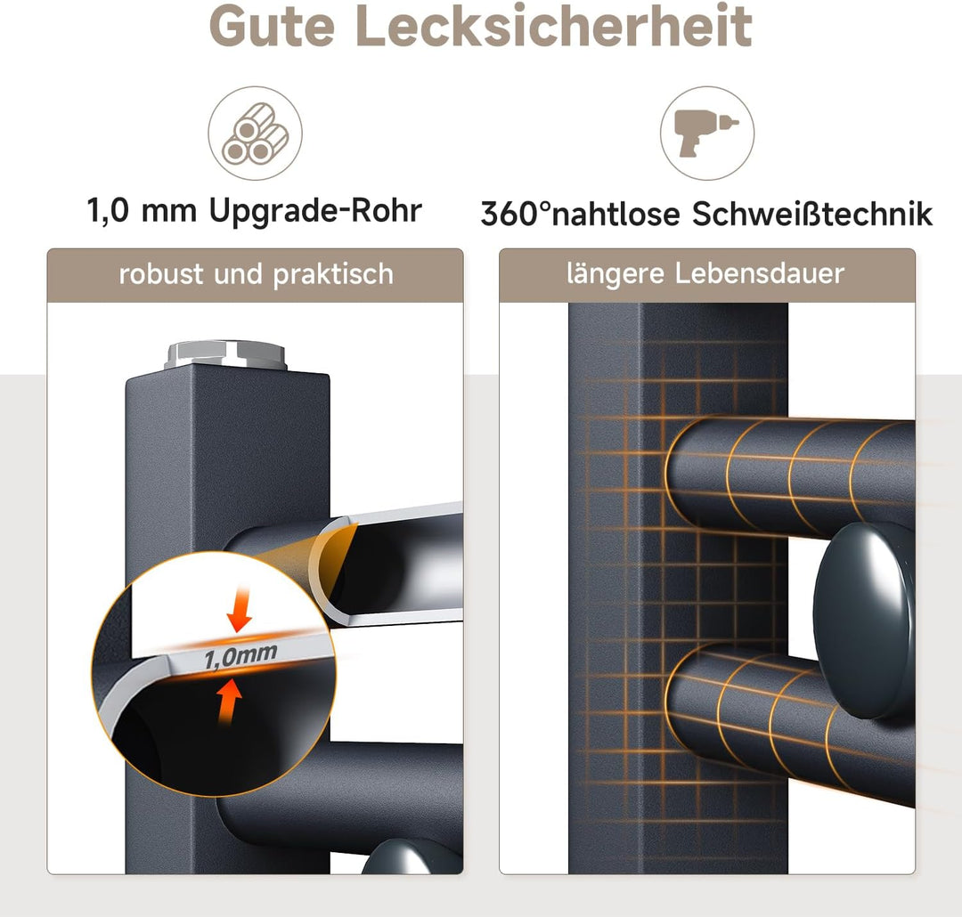 Badheizkörper Elektrisch Anthrazit 1150x600 mm Gebogen Handtuchwärmer Handtuchheizkörper Elektrisch