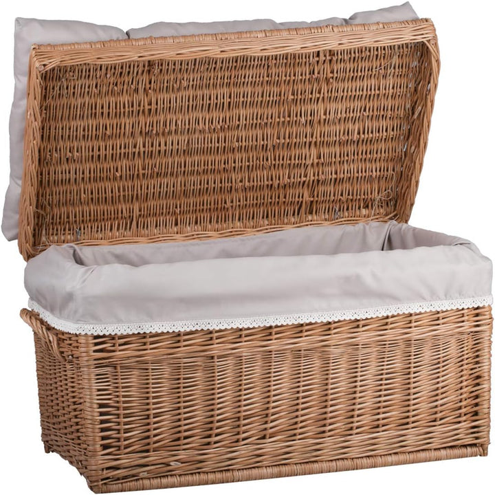 e-wicker24 Wäscheschrank, Truhe für Wäsche, Wäschekorb, Wäschepuff aus Weide, Spielzeugkorb aus Weid