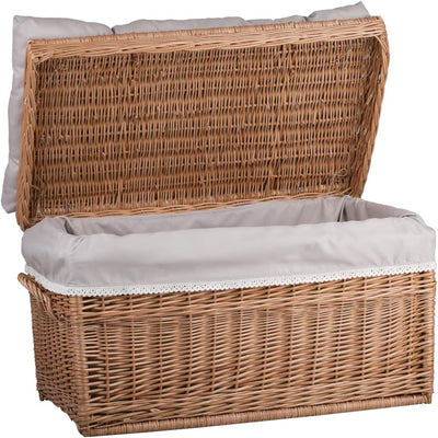 e-wicker24 Wäscheschrank, Truhe für Wäsche, Wäschekorb, Wäschepuff aus Weide, Spielzeugkorb aus Weid