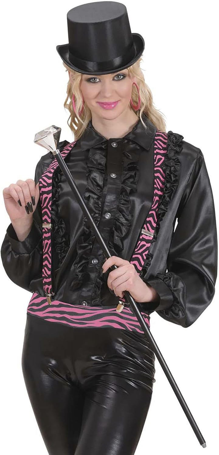 W WIDMANN MILANO Party Fashion 3022D - Stock mit Diamant, 90 cm, schwarz-silber, Kostümzubehör, Acce