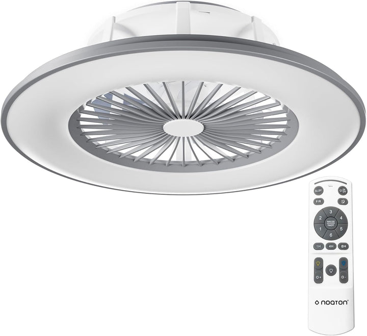 Noaton Deckenventilator mit Beleuchtung 11056GR Vega, LED Dimmbar max 40 W, 3 Farbtemperaturen, Fern