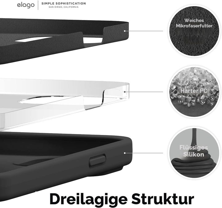 elago Schutzhülle aus Flüssigsilikon, kompatibel mit iPhone 13 Pro (6,1 Zoll), Rundumschutz – stossf