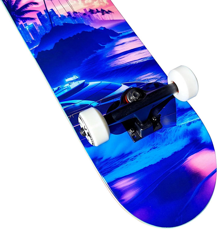 Komplett Skateboard Pacific Paradise - für Kinder und Jugendliche - 7-lagiges Ahornholz Deck - Mediu