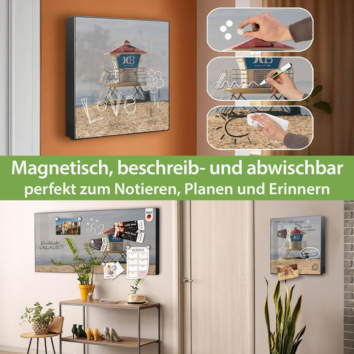 banjado Grosser Schlüsselkasten Glas - Schlüsselbox 30x30cm mit 50 Haken - Schlüsselkasten modern fü